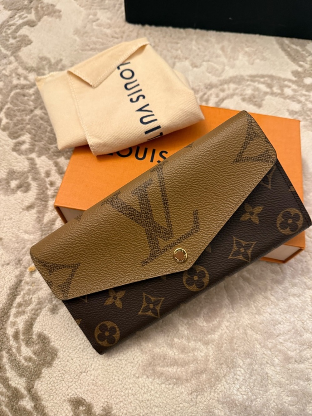 Louis Vuitton Monogram Two-Tone Flap Wallet in Brown and Tan